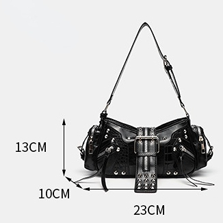 Sac À Bandoulière En Pu Pour Femme, Série Luxueuse, Rivets Punk, 1 Pièce Image6