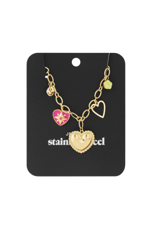 Colliers Pendentifs En Acier Inoxydable En Forme De Cœur, Décontractés Et Quotidiens h5 Image4
