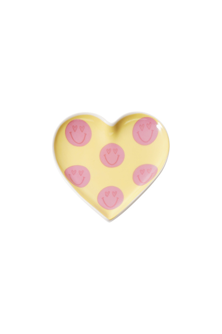 Plateau à bijoux en forme de cœur avec smileys