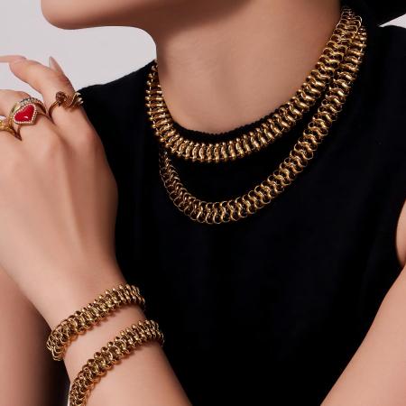 Colliers à maillons pour femmes Daily Chain en acier inoxydable étanche couleur or