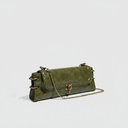 Sac à bandoulière rétro en PU pour femme, série simple, couleur unie, 1 pièce