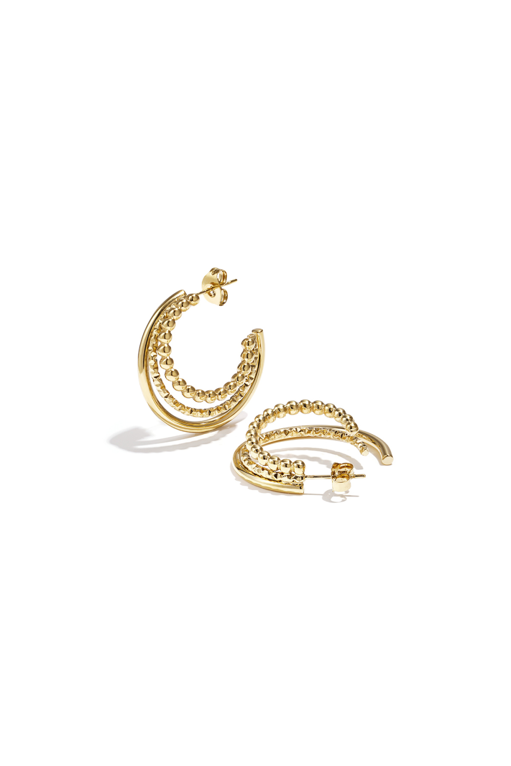 Boucles D'Oreilles Créoles Combinées Avec Motif 
