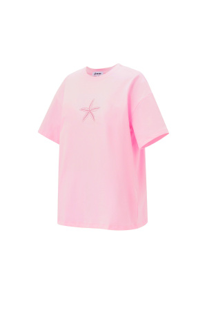 Coton T-Shirt Femme Casual Broderie Étoile De Mer h5 Image2