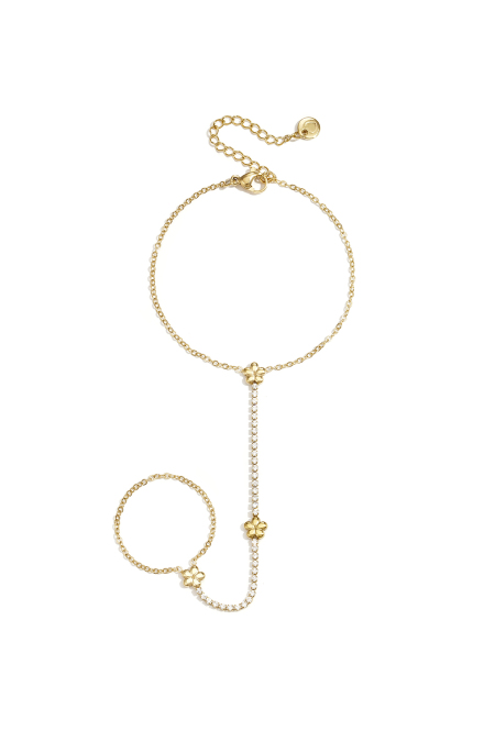 Bracelet de main style tennis avec fleurs
