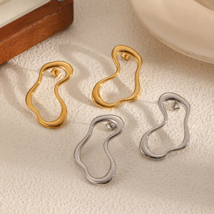 Boucles D'Oreilles Clous Géométriques Pour Femmes, En Acier Inoxydable Imperméable, Couleur Or. h5 Image3