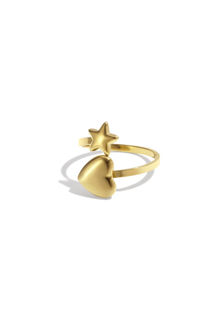 Bague avec coeur et étoile