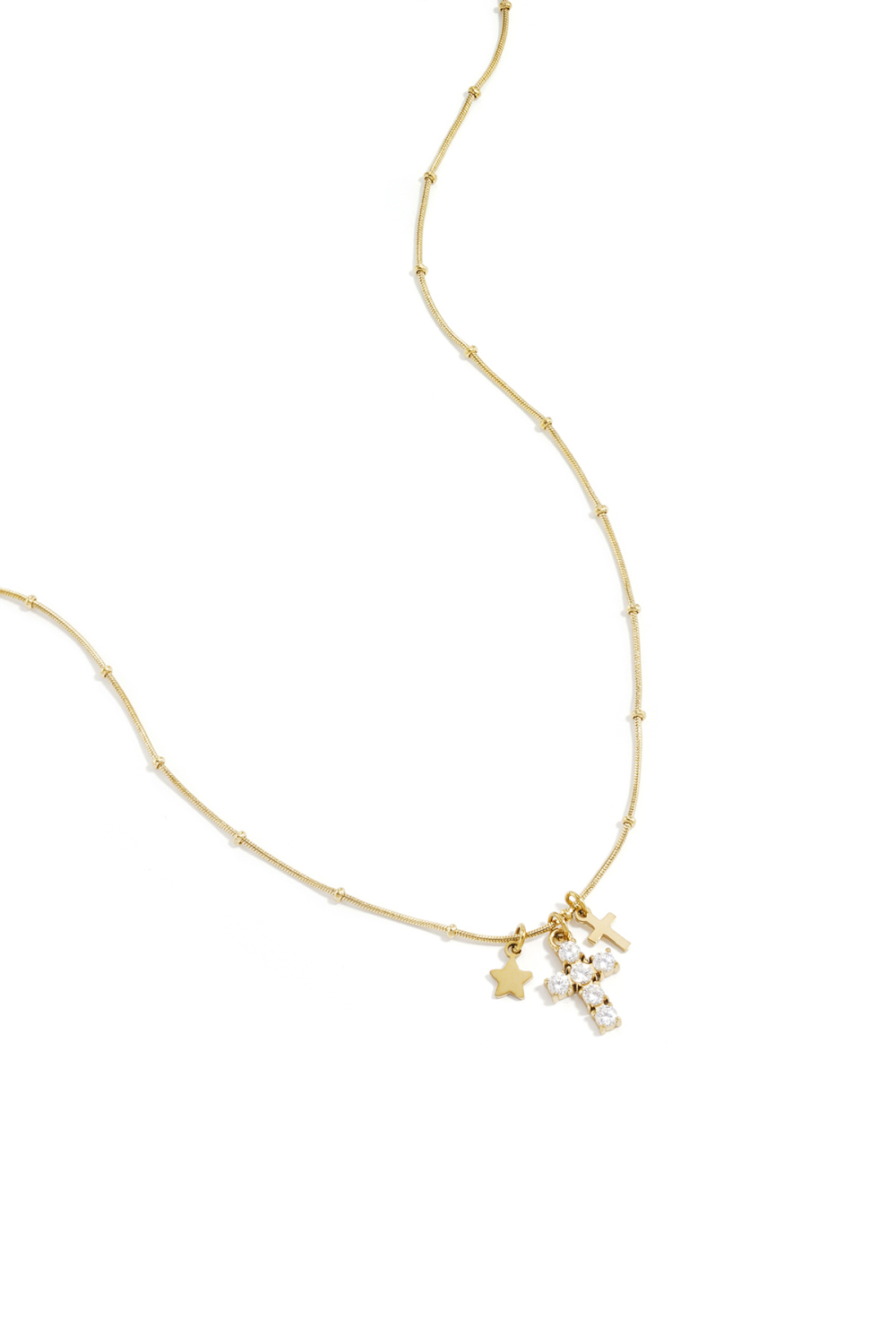 Collier Avec Breloques En Forme De Croix Et D'Étoile 