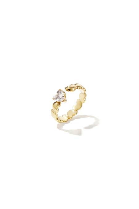 Bague ornée de cœurs alternés et de zirconiums cubiques
