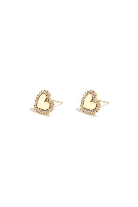 Boucles d'oreilles puces en forme de cœur aux bords sertis