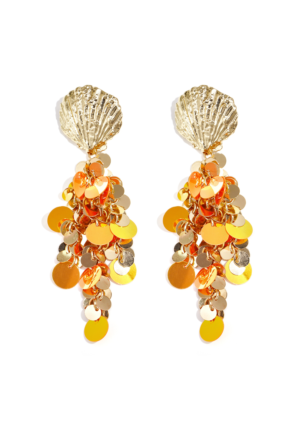 Boucles D'Oreilles Coquillage Avec Paillettes Pendantes 