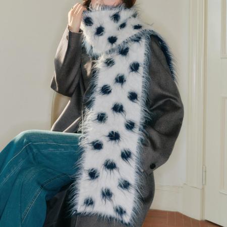 Écharpe d'hiver classique en laine à pois pour femme, 1 pièce