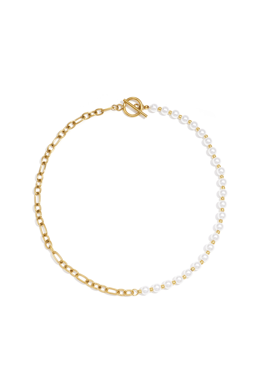 Collier De Perles Et Maillons Avec Fermoir Sur Le Devant