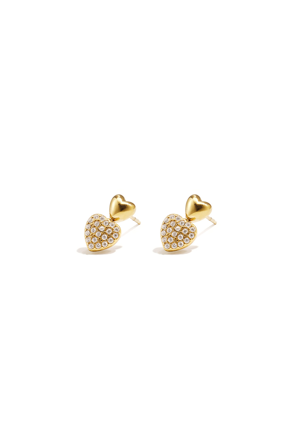 Boucles D'Oreilles Puces En Forme De Cœur Avec Pierres Image3