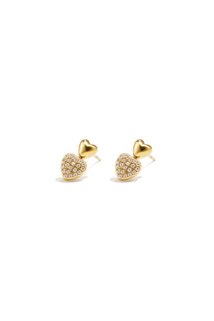 Boucles D'Oreilles Puces En Forme De Cœur Avec Pierres h5 Image3