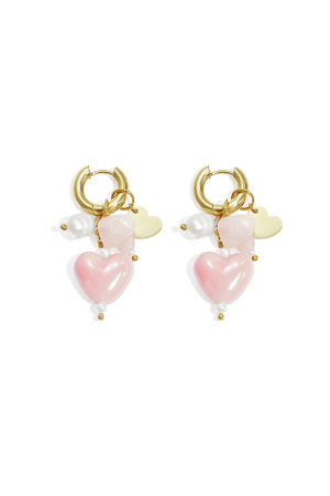 Boucles D'Oreilles Avec Perles Et Breloques En Forme De Cœur h5 