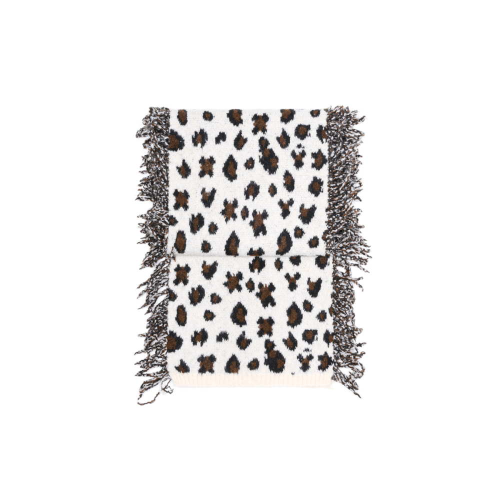 Écharpe D'Hiver En Laine À Pompons Imprimé Léopard Pour Femme, 1 Pièce Image7