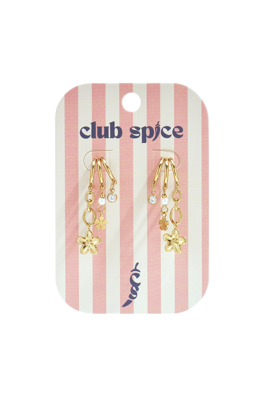 Boucles D'Oreilles Triples Avec Pendentifs Floraux Image3