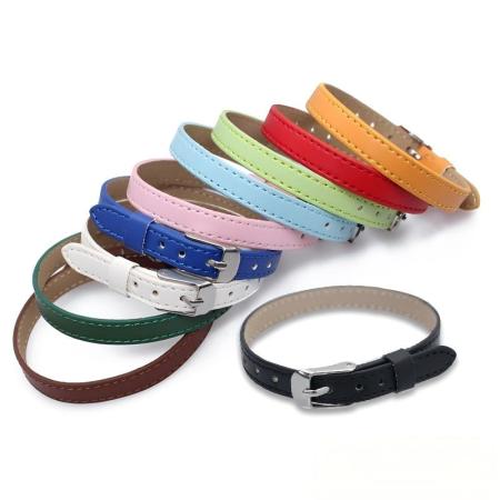 Bracelets À Breloques Simples À Faire Soi-Même Pour Femmes, Couleur Unie, En Pu
