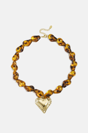 Collier De Perles Aux Formes Naturelles Et Orné D'Un Cœur Suspendu h5