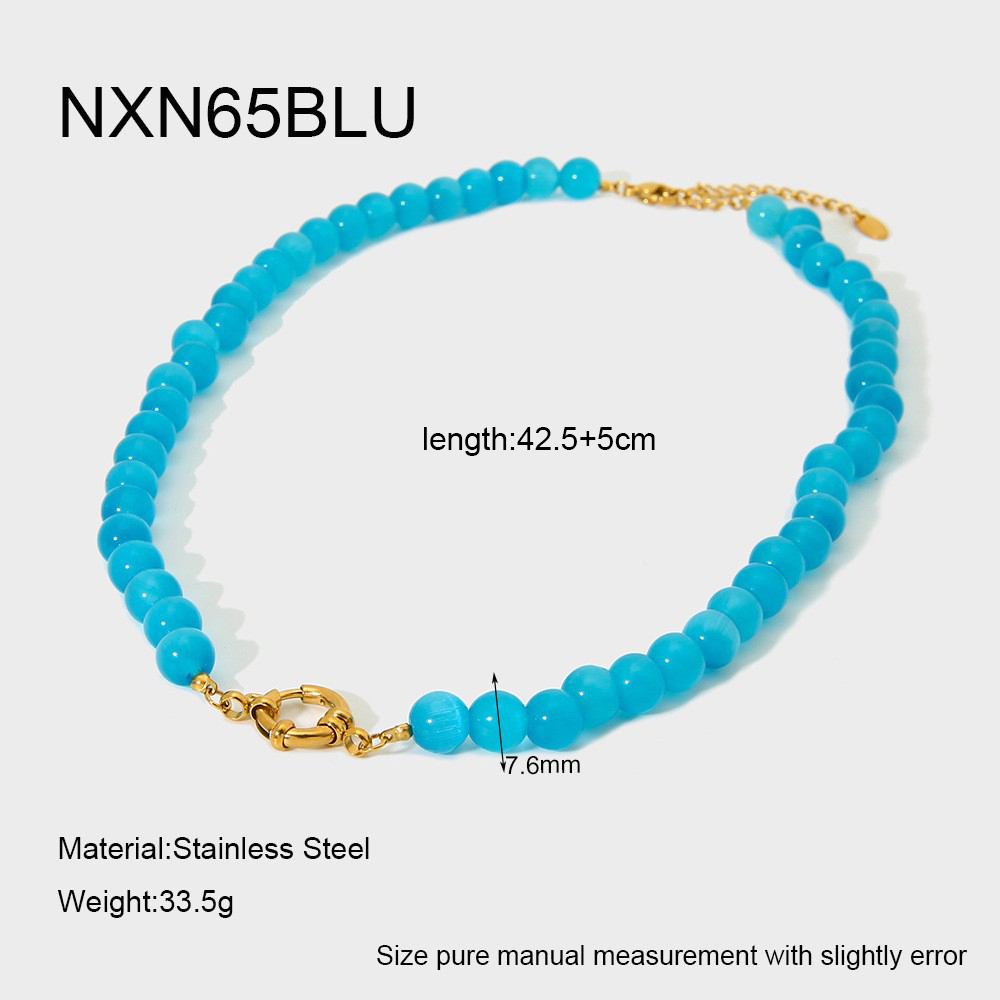 Colliers De Perles Géométriques En Verre Doré Pour Femmes, Série Simple Daily 