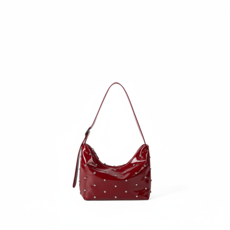 Sac bandoulière femme Simple Series, couleur unie décontractée, rivets, en PU.