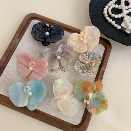 1 Paire De Pinces À Cheveux Pour Femme En Acétate, Série Simple Daily Flower