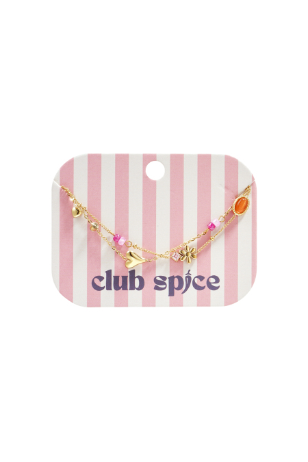 Bracelet double avec pendentifs, perles et pierres variés 2