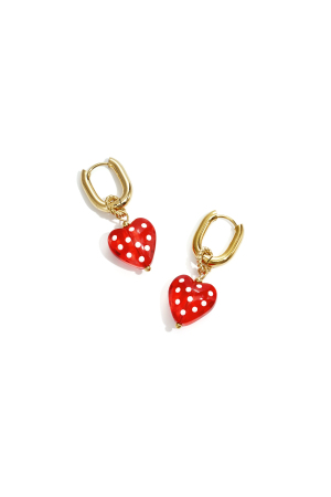 Boucles D'Oreilles Avec Des Cœurs Pendants À Pois h5 