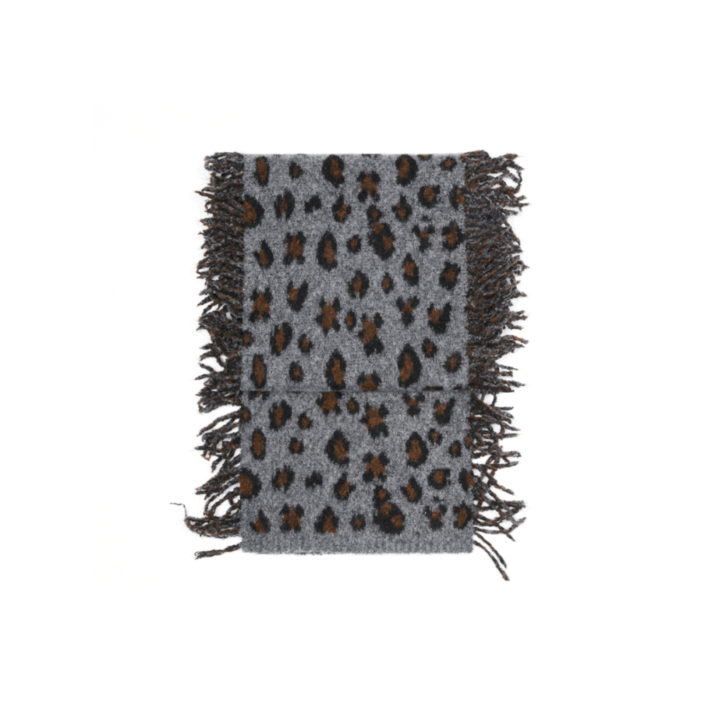 Écharpe D'Hiver En Laine À Pompons Imprimé Léopard Pour Femme, 1 Pièce Image3