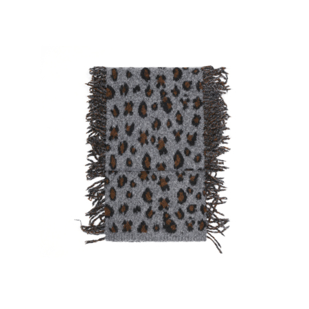 Écharpe d'hiver en laine à pompons imprimé léopard pour femme, 1 pièce 2