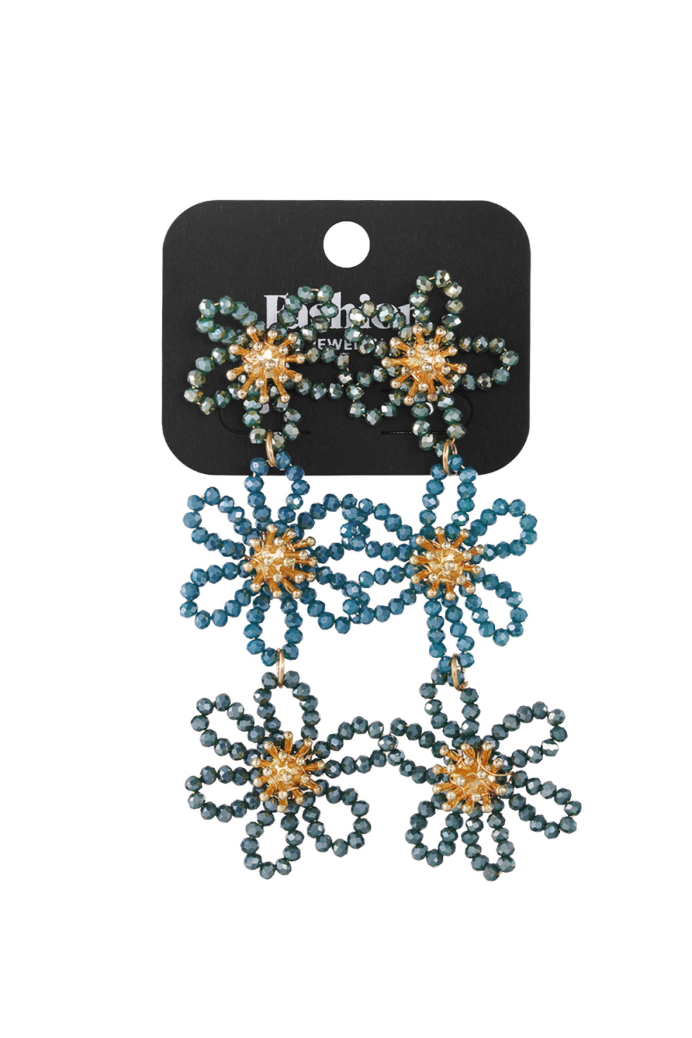 Boucles D’oreilles De Déclaration De Fête De Fleurs - Orange/Violet h5Image3