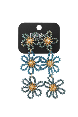 Boucles D’oreilles De Déclaration De Fête De Fleurs - Orange/Violet h5 Image3