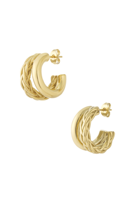 Petites boucles d'oreilles créoles doublement tressées