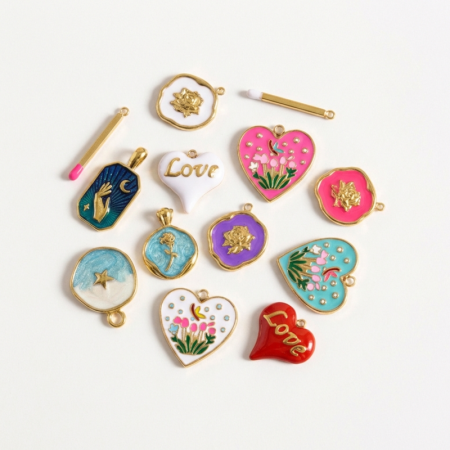 Pendentifs pour femmes en acier titane couleur or, motif cœur romantique et fleur