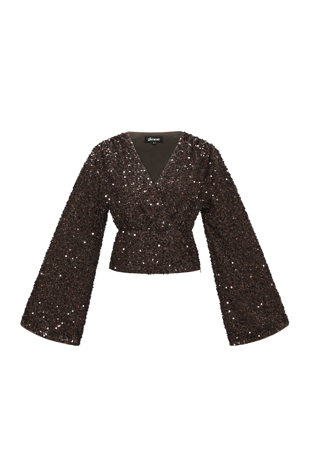 Tissu En Fibre De Polyester Femmes Hauts À Manches Longues Ensemble 2 Pièces Paillettes