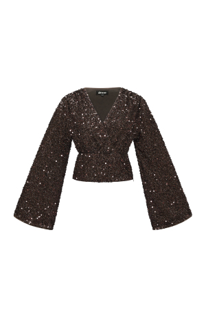 Tissu En Fibre De Polyester Femmes Hauts À Manches Longues Ensemble 2 Pièces Paillettes h5