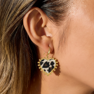 Boucles D'Oreilles Pendantes En Acier Inoxydable Imperméables À Motif Léopard Et Cœur h5 Image2