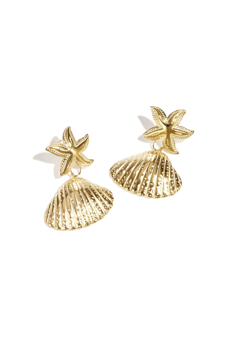 Boucles d'oreilles avec étoile de mer et coquillage