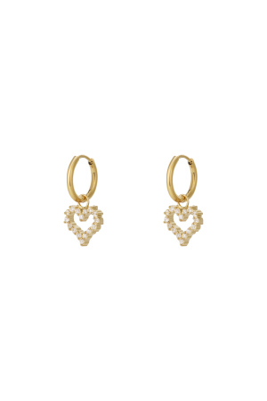 Boucle D'Oreille Coeur En Strass h5 
