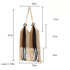 Sacs De Plage Pour Femmes En Coton À Pompons Multicolores h5 Image5