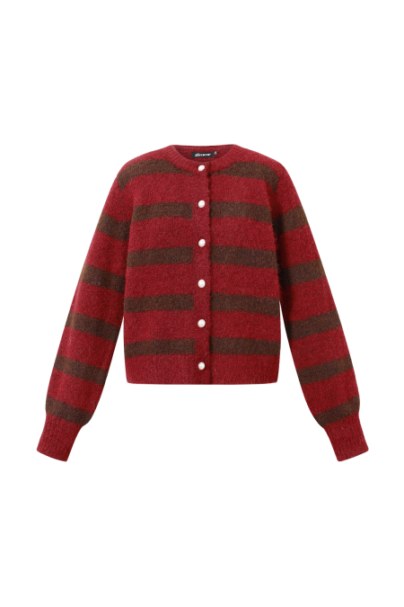 Cardigan Femme en Fibre de Polyester Tricotée Style Décontracté à Rayures 2