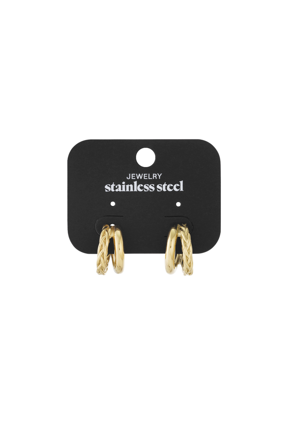 Petites Boucles D'Oreilles Créoles Doublement Tressées h5Image6