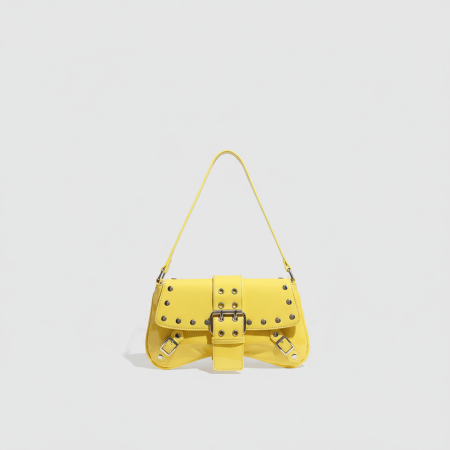 Sac à bandoulière pour femme en cuir à rivets de couleur vive, 1 pièce