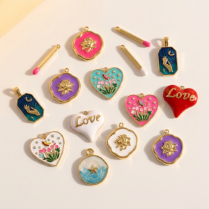 Pendentifs Pour Femmes En Acier Titane Couleur Or, Motif Cœur Romantique Et Fleur h5 Image3