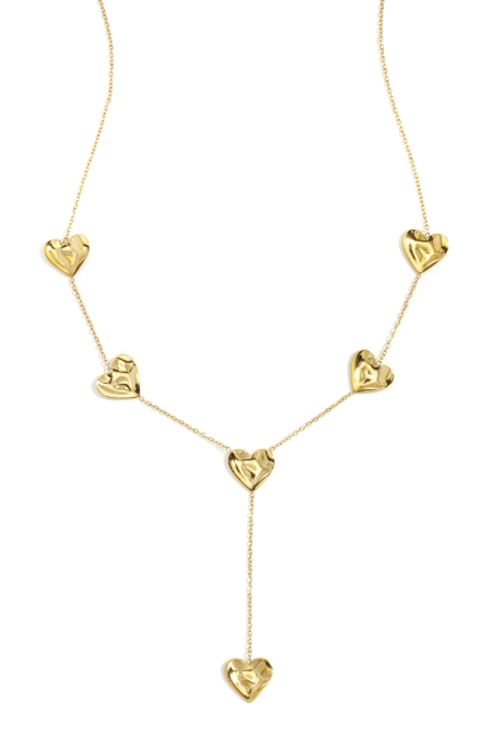 Collier en forme de Y orné de cœurs ondulés