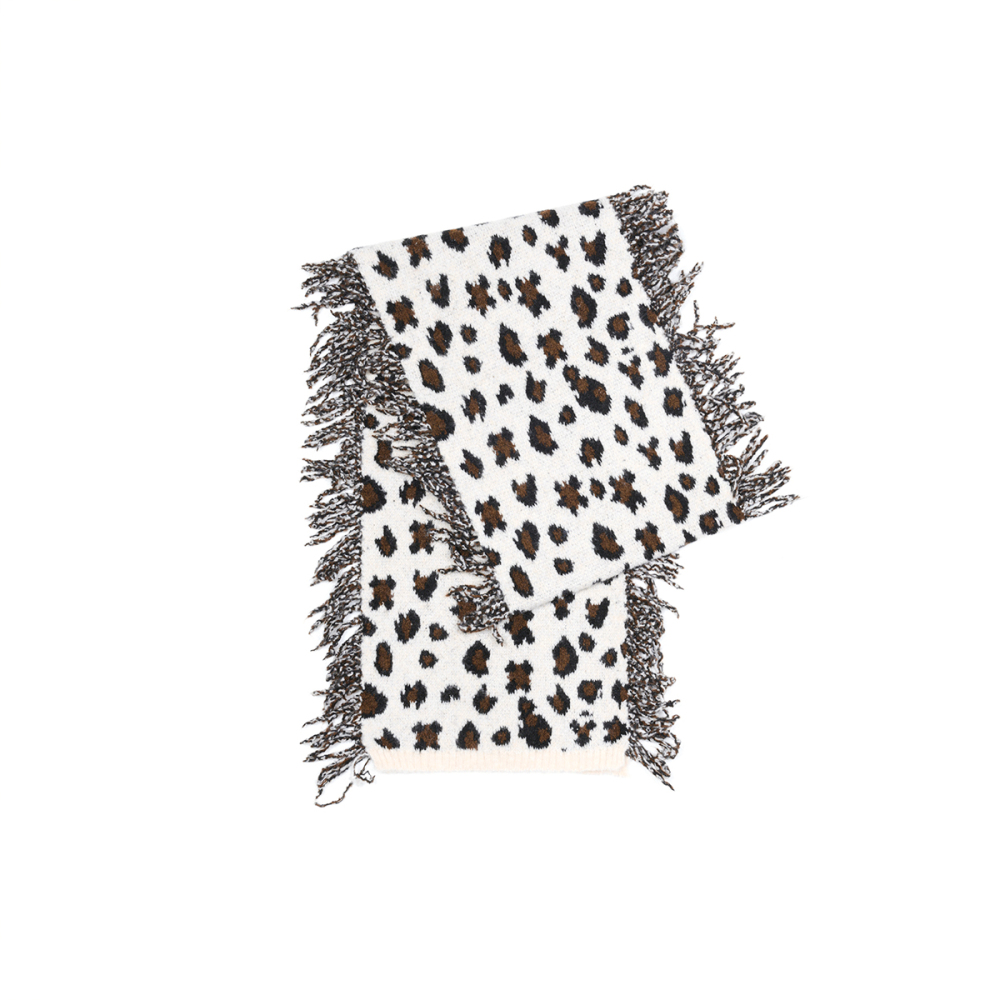 Écharpe D'Hiver En Laine À Pompons Imprimé Léopard Pour Femme, 1 Pièce Image6
