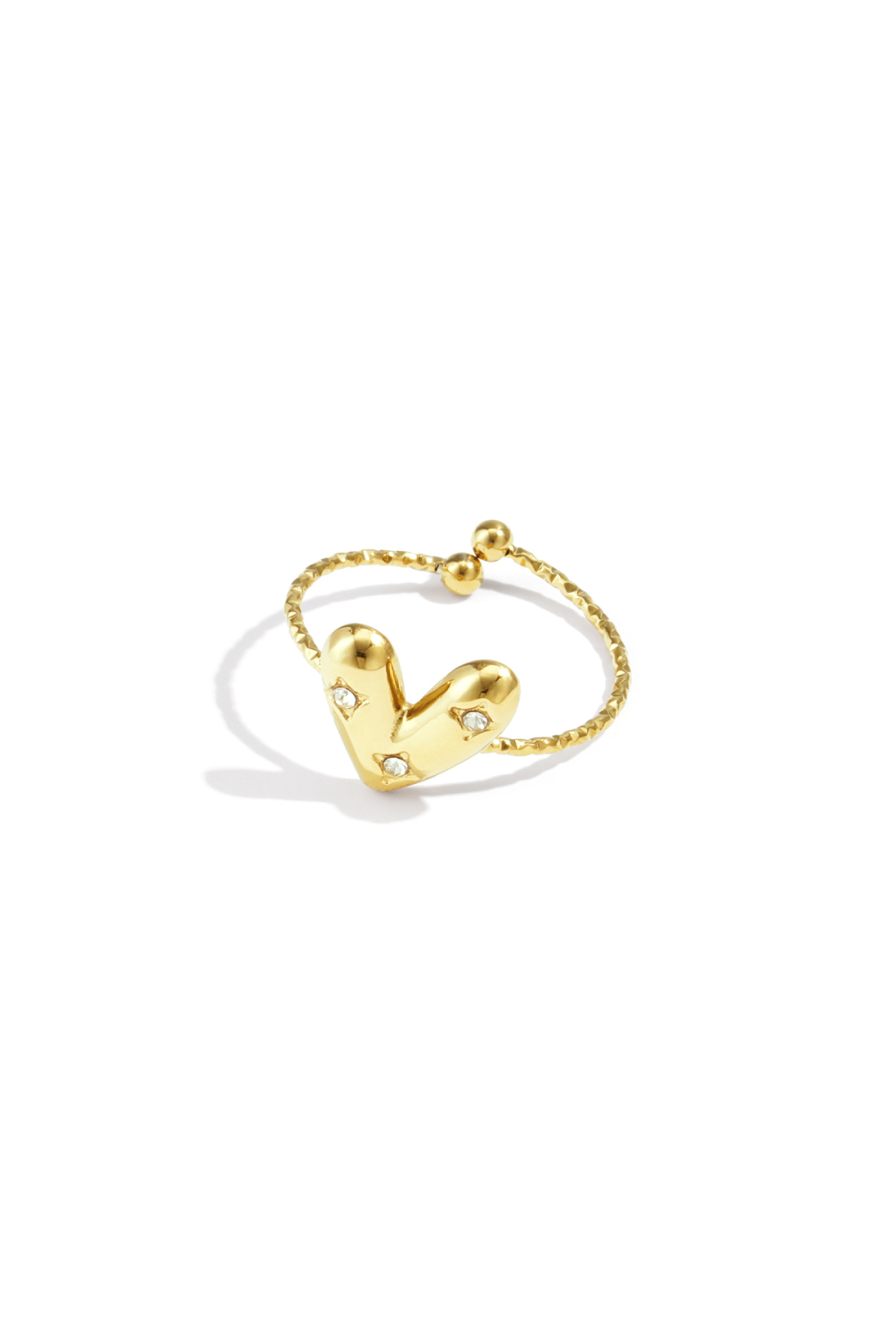 Bague Ajustable Avec Cœur Décoré 