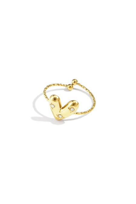 Bague Ajustable Avec Cœur Décoré