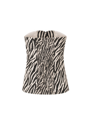Coton Haut Sans Manches Femme Imprimé Zèbre Boutonnage Avant h5 Image3