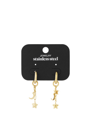 Boucles D'Oreilles Pendantes En Acier Inoxydable, Style Étoile, Décontractées Et Quotidiennes h5 Image4